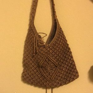Brown Knitted/Crochet Shoulder Bag